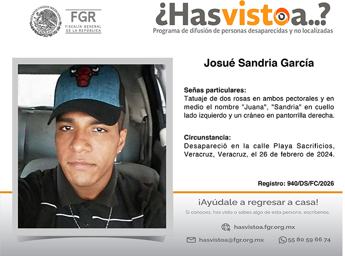 Cédula de búsqueda: Josué Sandria García