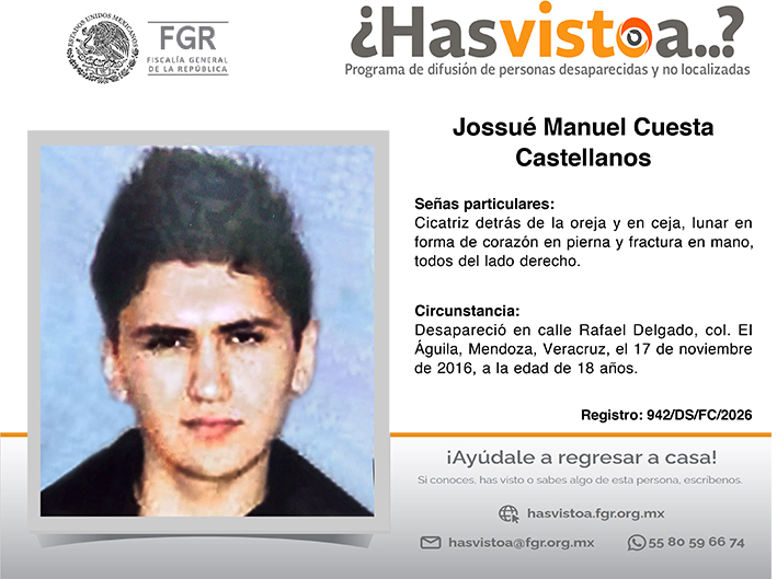 Cédula de búsqueda: Jossué Manuel Cuesta Castellanos